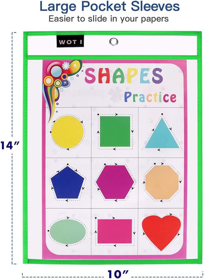 Dry Erase Pockets 30 Set Dry Erase Sleeves Oversized 10 x 14 Inches Teacher-Supplies- for-Classroom-Reusable-Dry-Erase-Pockets-Sleeves Assorted Colors WOT I (30 Set) : Office Products