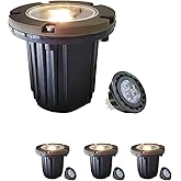 MALORY Brass Top Cover Landscape Well Lights, (4.6''H) 12V Low Voltage Outdoor In Ground Lights,Landscape Lighting for Pathwa