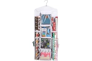 QAVCTW 37x16 Inch Hanging Gift Bag Organizer with Multiple Pockets Hanging Gift Wrapping Paper Storage Gift Wrap Organizer Storage Holder