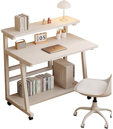Amazon.com: SUSUROSE Small Space Writing Desk with 2 Shelves, True