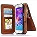 Galaxy Note 4 Case, Note 4 Case, CaseUp 12 Card Slot Series - [Zipper Cash Storage] Premium Flip PU Leather Wallet Case Cover With Detachable Magnetic Hard Case For Samsung Galaxy Note 4 - Brown