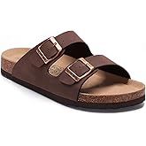 Litfun Women's Cork Footbed Sandal Summer Slip On Slide Sandals with Adjustable Buckle