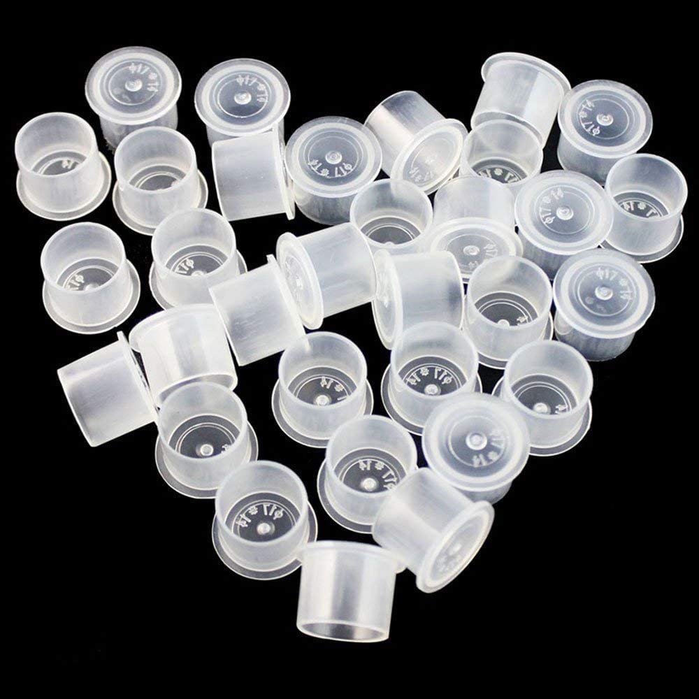 Tattoo Ink Caps Cups - SOTICA 300PCS #14 Medium Plastic Ink Pots Tattoo Pigment Ink Caps with Base for Supplies