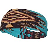 Qchaor Native American Southwestern Navajo Art Fashionable Sports Decoration, Sweat Resistant Headband, Hair Band, Breathable Sweat Wicking Fitness Equipment Headbands for Women Men, Black