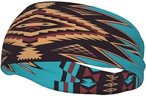 Qchaor Native American Southwestern Navajo Art Fashionable Sports Decoration, Sweat Resistant Headband, Hair Band, Breathable Sweat Wicking Fitness Equipment Headbands for Women Men, Black