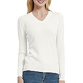 Urban CoCo Women's V Neck Long Sleeve Solid Classic Knit Pullover Sweater Tops