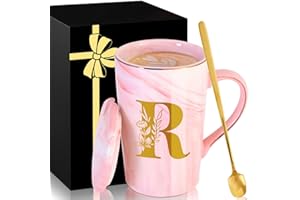 Personalized Ceramic Coffee Mug with Lid Tea Cup Happy Birthday Christmas Xmas Day Holiday Gift for Female Boss Teacher Aunt 