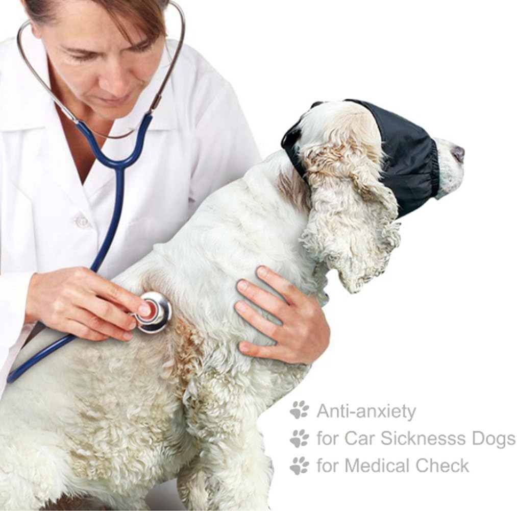 DELIFUR Dog Calming Cap Eye Mask Nylon Shading Pet Anxiety Mask Muzzle