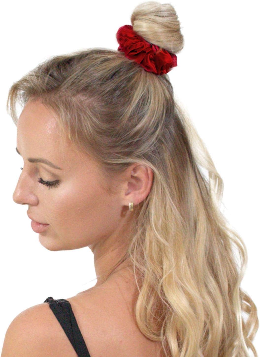2 PCS Premium Large Hair Velvet Scrunchies Ties Bands Updo Ponytail Bobble Scrunchy Holder for Women Girl Kids Burgundy - Image 3