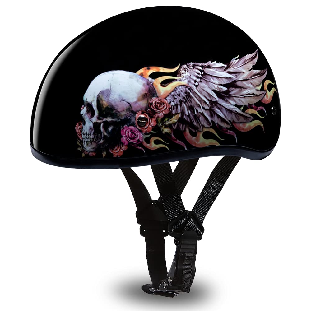 Daytona HELMETS Motorcycle Half Helmet Skull Cap- Skull Wings 100% DOT Approved Image