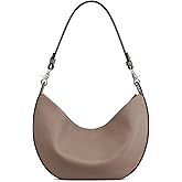 S-ZONE Leather Shoulder Bags for Women Soft Crossbody Bags Classic Crescent Purse Handbags with 2 Shoulder Straps