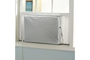 HOXHA Indoor Air Conditioner Cover AC Unit Window Cover for Inside Double Insulation with Elastic Drawstring 25.5L x 17.5H x 3.5D inches Grey