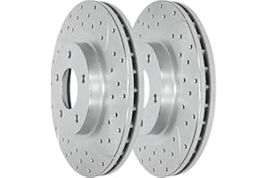AUTO SHACK AutoShack Front Drilled Slotted Brake Rotors Silver Pair of 2 Driver and Passenger Side Replacement for Jeep Patriot Compass Dodge Avenger Caliber Mitsubishi Outlander Sport Chrysler 200 PR63040DSZPR
