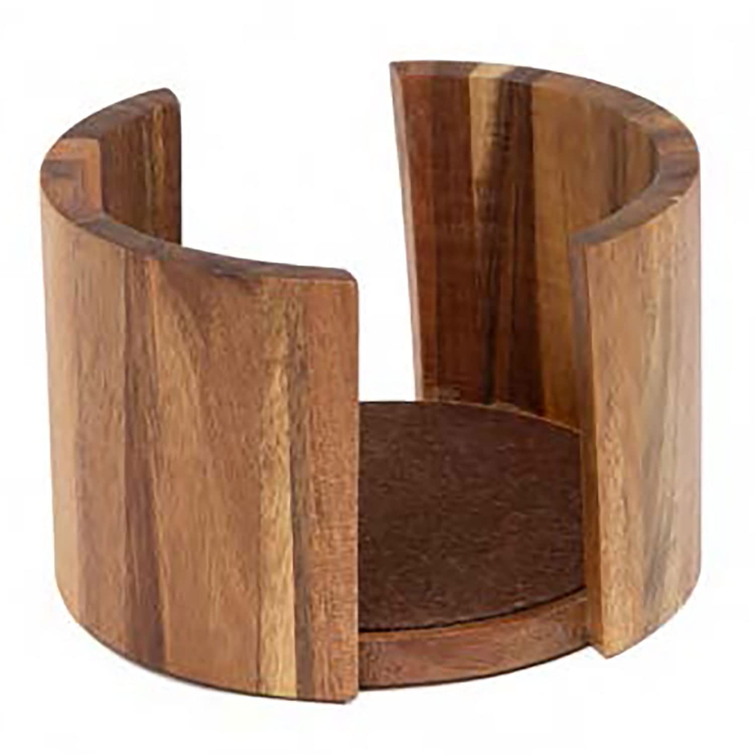 Photo 1 of Thirstystone Natural Acacia Wood Coaster Holder Holds 4" Round Coasters