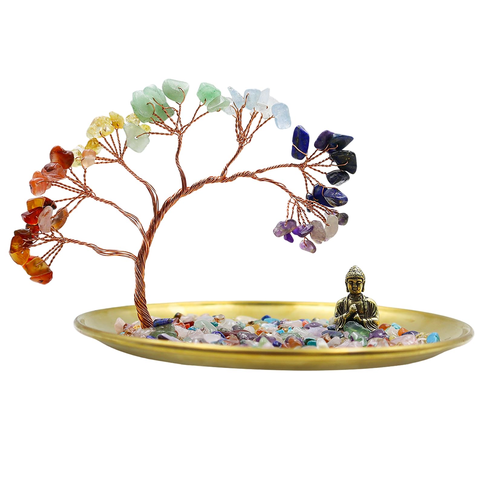 Seven Chakra Crystal Tree with Buddha Statue - Money Tree Meditation Accessories Decorative Home Accessories Yoga for Good Wealth Health Luck Buddha Home Decor