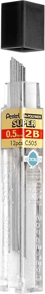 Pentel 0.5mm 2B Shade Hi-Polymer Lead Refill Pack 3 Tubes 36 pcs view 2