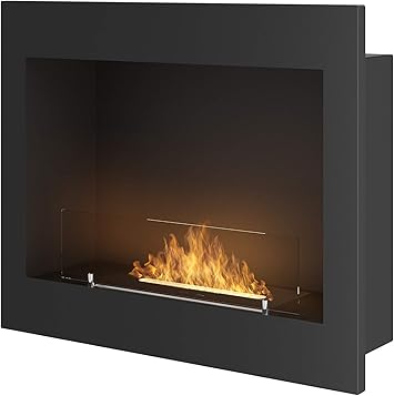 Bioethanol Kamin Fur Den Einbau An Der Wand Mit Schutzglas Im Lieferumfang Enthalten Gestell Schwarz Halbmatt Aus Edelstahl 60cm Amazon De Baumarkt