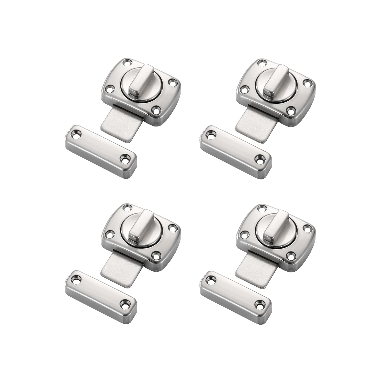 LIKERAINY Bathroom Toilet Door Latch 55x40mm Rotate Bolt Gate Latch Door Lock Zinc Alloy Brushed Finish 4pcs