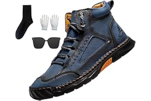 FULANRT Sawbehind Mens Wide Shoes for Hiking Working, Saw behind Men's Comfortable Handmade Leather Boots – Waterproof, Arch Support, Spacious Toe Box, Non-Slip,Lightweight Breathable Wear-Resistant