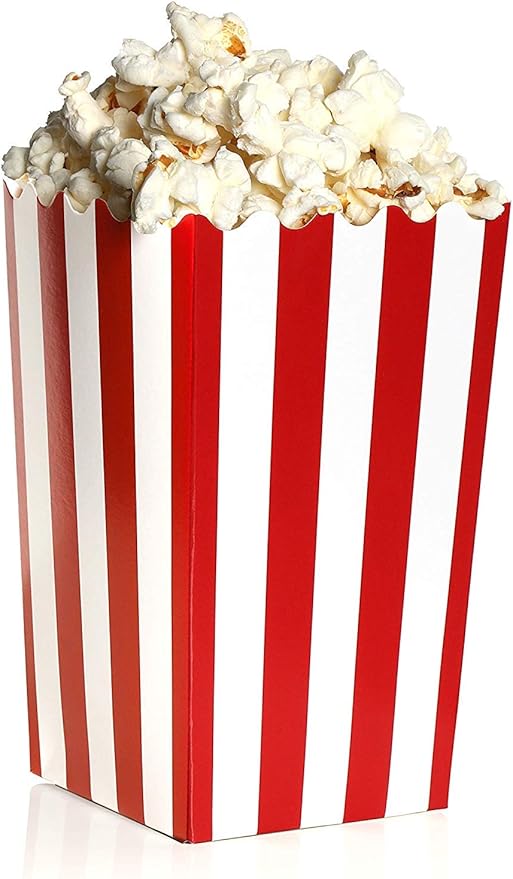 Classic Red and White Mini Popcorn Boxes, Pack of 100, 0.6 liters, 14.2