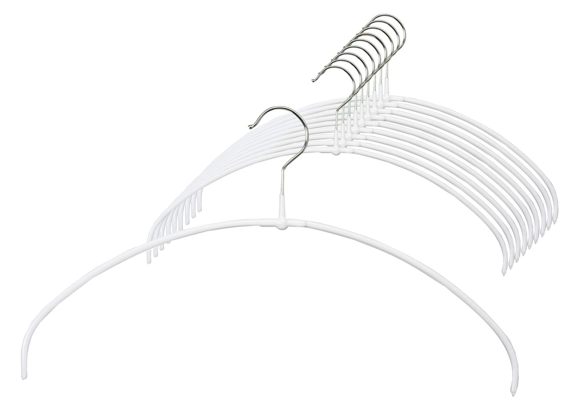 MAWA Hanger [Set of 20] Slim, Space-saving, Non-slip, Hanger for T-shirts, tops and light Jumpers, 360° Swivel Hook, Anti-slip Coating, 40 CM, White
