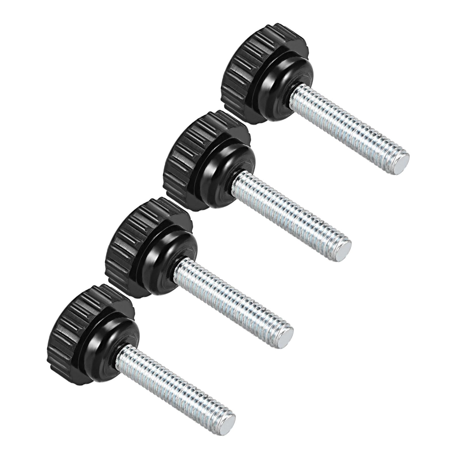 CoCud Knurled Clamping Knobs, M6 x 35mm Male Thread 21mm Head, Thermoset Plastic Thumb Screw Grip Bolt Knobs Black - (Applications: for Lathe Machinery), 4-Pieces