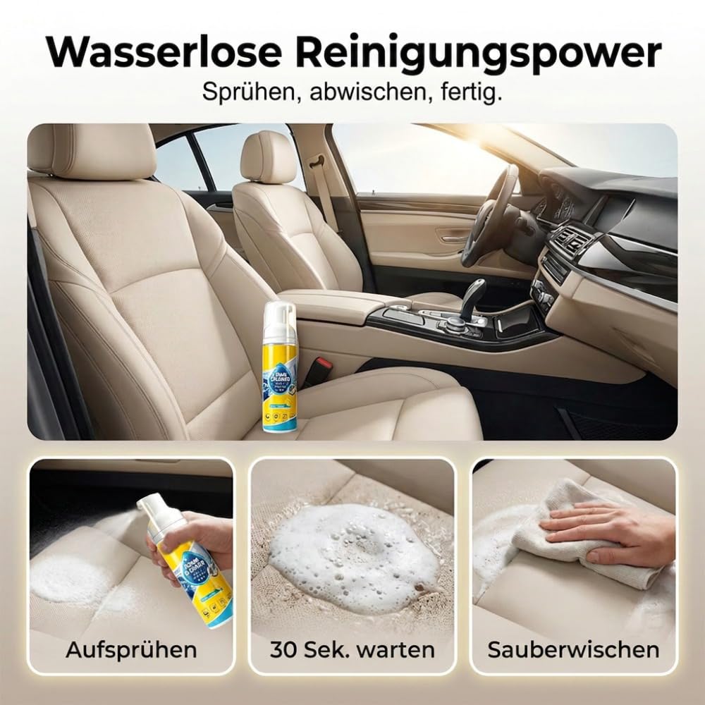 4 in 1 Auto Innenraum Reiniger, Leistungsstark und Effizient Autositz Reiniger Lederpflege Auto, Schaumreiniger Innenraumreiniger Auto, Geeignet für Autos und Wohnungseinrichtungen (1 Stück) 8