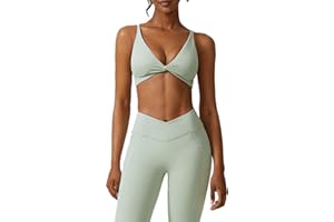 ABOCIW Workout Sets for Women Twist Front Halter Sports Bras High Waist Legging 2 Piece Exercise Gym Yoga Outfit