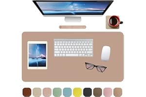 Boutilon Leather Desk Mat - Waterproof for Desktop, Keyboard and Mouse,Mouse Pad Protector for Office and Home,30"x 14"(M-Champagne Gold)