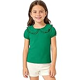 Magic Park 12M-14Y Toddler Short Sleeve T-Shirt Girls Ruffle Blouse Kids Solid Color Tee Casual Tops Holiday Clothes
