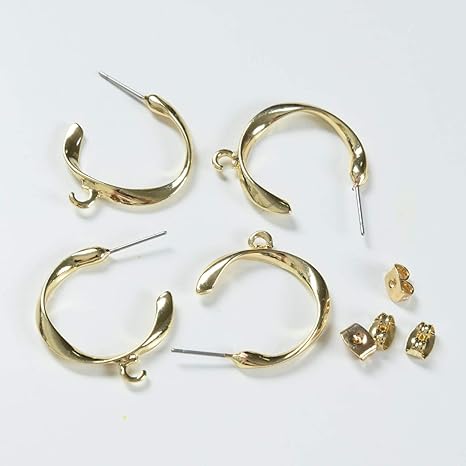 Amazon 紗や工房 ピアスパーツ フープピアス カン付ツイストフープ キャッチ付 約2 6cm 2ペア 金 ハンドメイド アクセサリーパーツ アクセサリーパーツ 通販