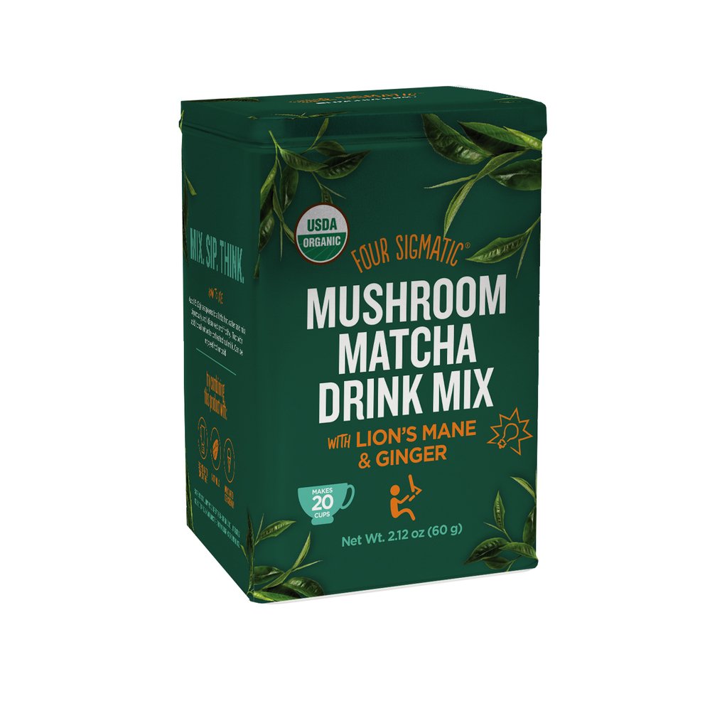 Four Sigmatic Organic Mushroom Matcha with Lion’s Mane and Ginger For Brain Health and Digestion, Vegan, Paleo, 60 Gram