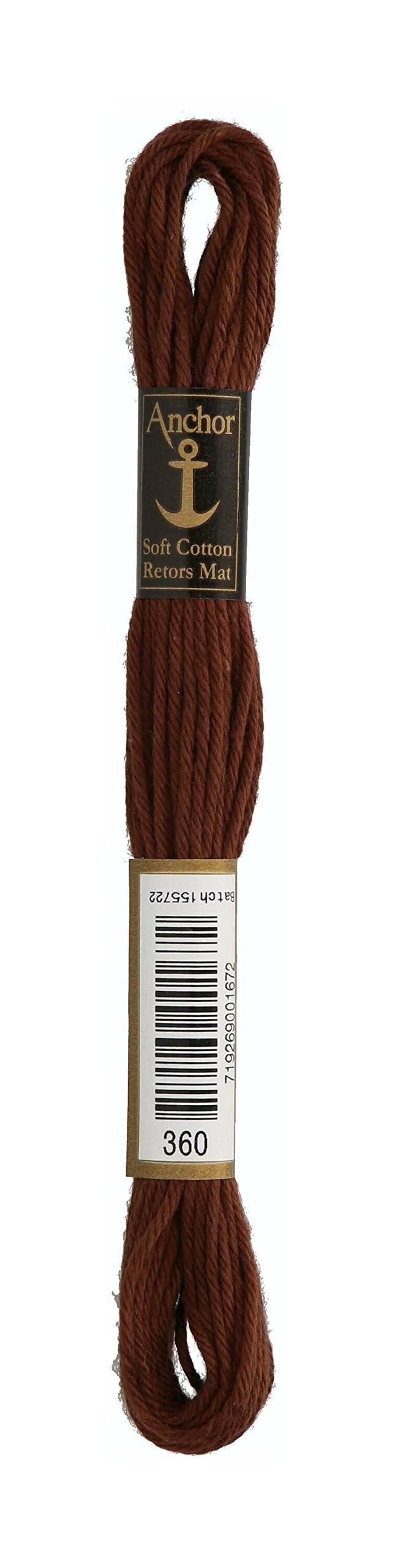 Anchor 4335000-00360 Embroidery Thread, 100% Cotton, Coffee Brown, 10 m