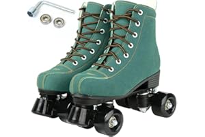 Silvertree Roller Skates for Women and Men PU Leather High-top Adult Roller Derby Skates Wheels Light Up Roller Skates Four-Wheel Shiny Roller Skates for Girls Boys Unisex