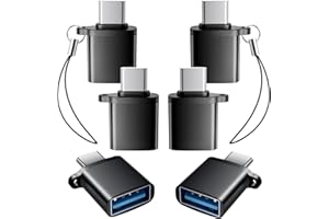 AiNEERich USB C to USB A Adapter 6 Pack,USBC to USB Adapter,TypeC Male USBA Female 3.0 Adaptor,USBC OTG Adapters for iPhone 16 15,MacBook Pro,iPad,Samsung Galaxy,Black