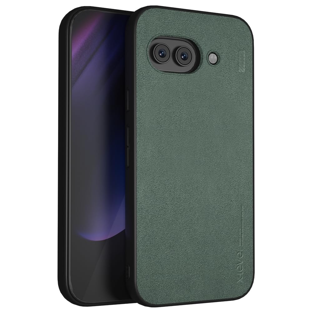 X-level for Google Pixel 9A Case,Slim Premium Suede Leather,Soft TPU Bumper,Comfort Grip,Shockproof Protective Phone Cover for Google Pixel 9A,Green