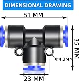 ERGAOBOY 10 Pcs 10MM OD 3-Way Tee Push to Connect Fittings Blue PE-10 view 5