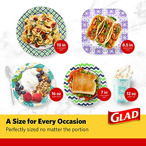 Glad Round Disposable Paper Plates, 10 Inch Paper Plates-New & Improved Quality Disposable Plates-Microwave Safe Heavy Duty Paper Plates 10" -600 Count Bulk Paper Plates-Paper Plates 10 Inch Bulk