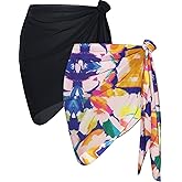 CHICGAL 2 Pieces Women Beach Sarong Bathing Suit Wrap Skirt Sheer Bikini Swimsuit Cover Ups for Swimwear