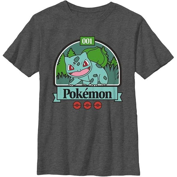 Camiseta De Manga Corta Para Niños Con Diseño De Pokémon Bulbasaur – 100% Algodón, Lavable A Máquina