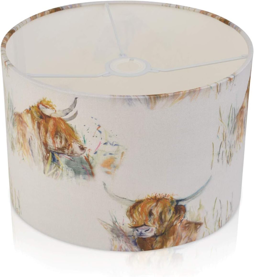 30cm (12") Voyage Maison Highland Cow Drum Lampshades Table ONLY