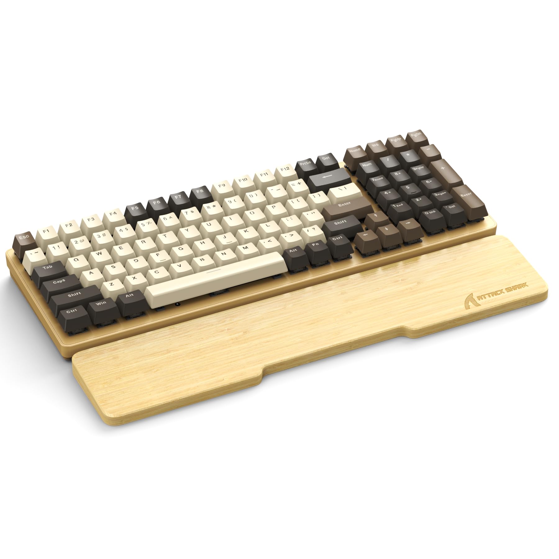 Attack Shark 98 Keys Bamboo Wrist Rest,Ergonomic Palm Rest Support for Comfortable Typing & Gaming,Eco-Friendly,Moisture-Resistant,Wooden Feel,Non-Slip,Relieve Pain,for Compact Mechanical Keyboard