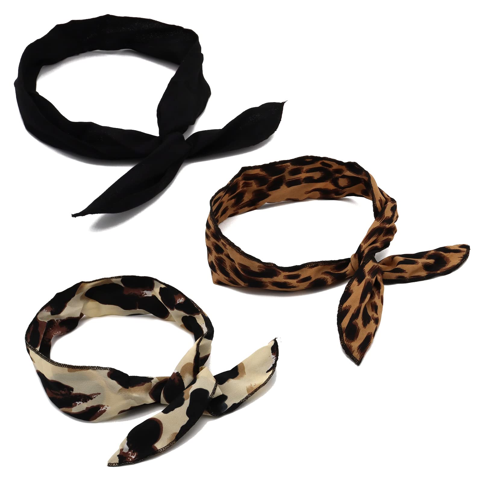 VBNZBK 3 Pcs Wire Headband - Adjustable Animal Print Women's Hair Ribbon Bow With Rabbit Ear - Flexible Girls Women Hair Accessories Gift