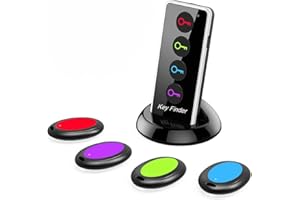 Reyke RF Key Finder with 4 Receivers, 80dB Loud Item Locator, 131ft Wireless Range, No App Needed Remote Finder for Keys, Wal