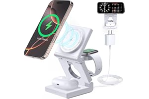 ZIWEO 3 in 1 Wireless Charging Station for Apple Multple Devices - Foldable Magnetic Wireless Charger Dock -Travel 18W Charging Pad for iPhone 17 16 15 14 13 12 Pro/Pro Max/Plus/Watch & Airpods All Series