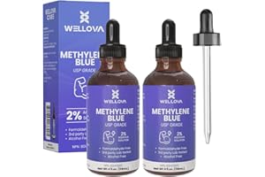 WELLOVA - 2% High Concentrate Methylene Blue 2x120ml Solution - Ultra High Purity - USP Pharmaceutical Grade - Free of Formal