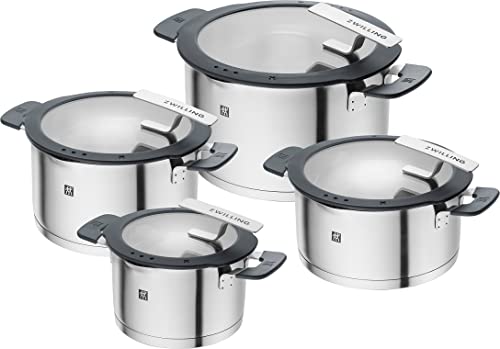 ZWILLING Simplify Kochtopf-Set 4-teilig, Integriertes Sieb, Induktion, Grau