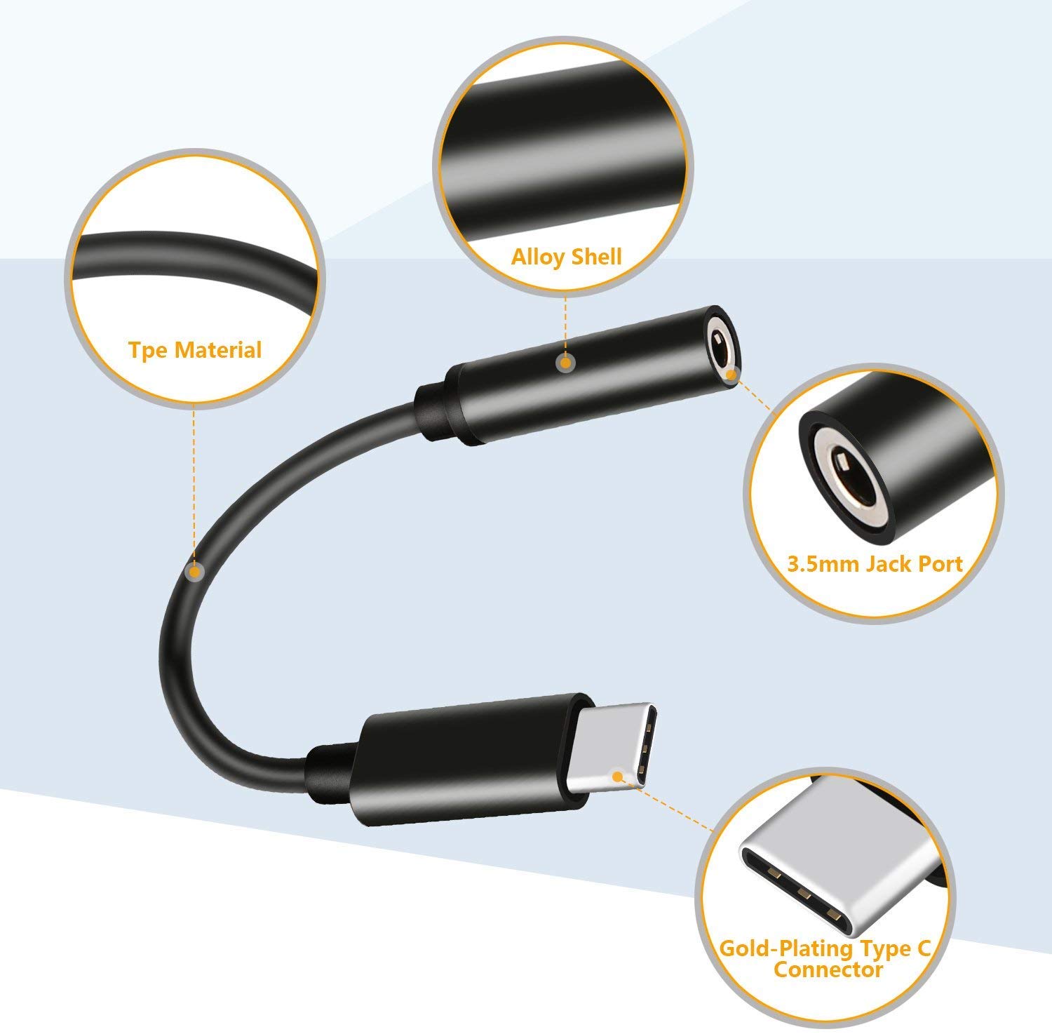 USB C to 3.5mm Headphone Jack Adapter, Mxcudu USB C to 3.5mm Audio Adapter Headphone Jack Dongle Compatible with Google Pixel 4/3/3XL, Samsung Galaxy Note 10/10+, iPad Pro 2018 and More(Black)