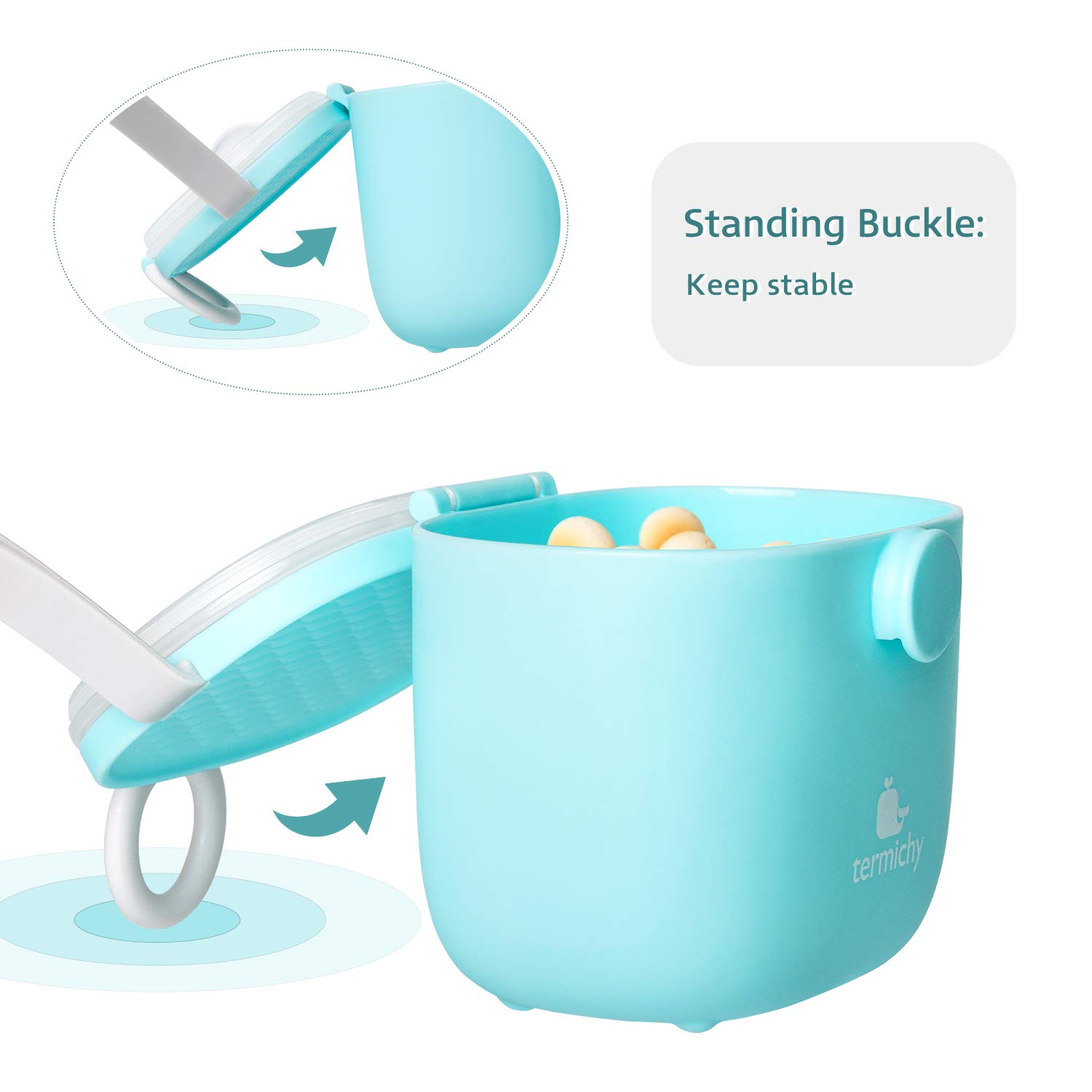 Termichy Baby Formula Dispenser, Portable Milk Powder Dispenser Container with Carry Handle and Scoop for Travel Outdoor Activities with Baby Infant, 500ml (Blue) : Baby