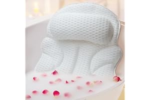 EULAXLAB Bath Pillows for Tub – 4D Air Mesh Bathtub Pillow with Head, Neck & Shoulder Support, Larger Size Non-Slip Tub Pillow for Bathtub & Jacuzzi, Bath Tub Pillow with Wash Bag, Gift for Women & Men